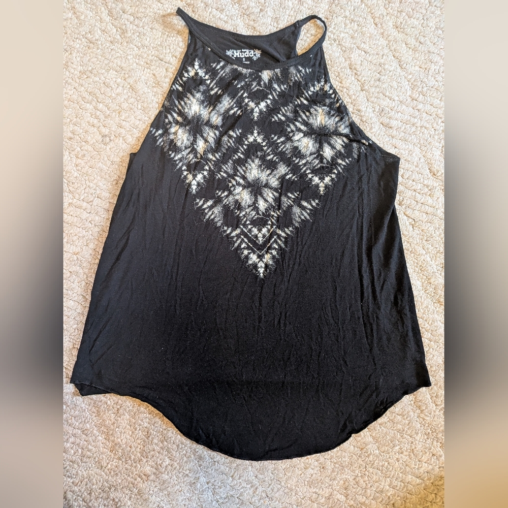 Mudd Boho Black and White Tie Dye Tank Top Sz. S